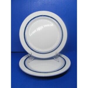 Dansk New Scandia Portugal Set Of Two White And Blue 9" Salad Plates VGC